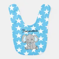 l Blue Cute Personalized Baby  Elephant Baby Bib