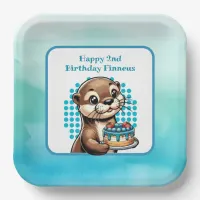 Boy's Birthday Party Otter Themed Personalized Paper Plates