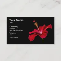 Red Hibiscus Flower Side View Business Card