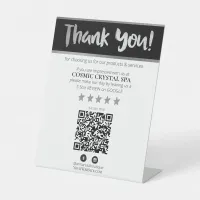 *~* QR THANK YOU REVIEW SILVER GRAY AP8 PEDESTAL SIGN