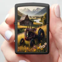 Rustic Tractor In Mountain Valley Zippo Lighter