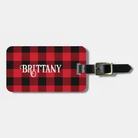 Red Buffalo Plaid Christmas Stocking Name Tag