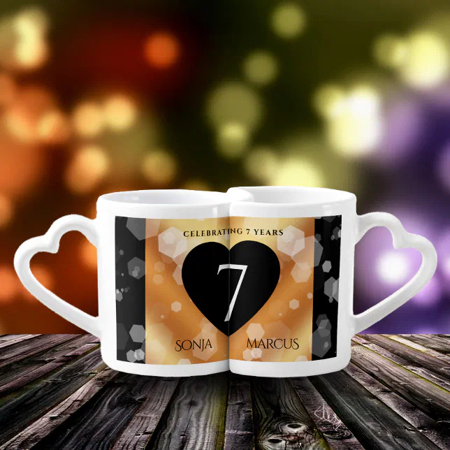 Elegant 7th Copper Wedding Anniversary Celebration Coffee Mug Set