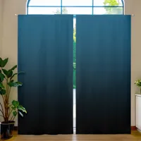 Ocean Blue Black Gradient Blackout Curtains