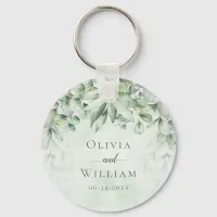 Botanical Sage Green Elegant Wedding Favor Keychain