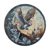 Owl and Wolf Mosaic Ai Art  Cutting Board