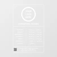 Minimalist White Professional Logo Operating Hours Window Cling