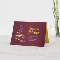 Trendy Corporate Burgundy & Gold Christmas Holiday Card