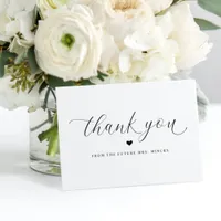 Elegant Script Simple Wedding Bridal Shower Flat Thank You Card