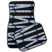 Blue Police Line Crime Scene Do Not Cross Tape Car Floor Mat