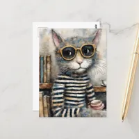 Cat with a Coffee Postcard