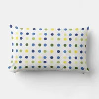 Yellow Buttercups and Blue Iris Dots Lumbar Pillow