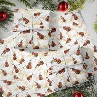 Violins with Gold Music Notes Christmas Holiday Wrapping Paper Sheets