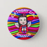 Personalized Pretty Fairy Birthday Girl Button