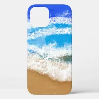 Ocean Art Blue  Waves on Sandy Beach iPhone 12 Case