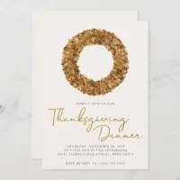 Elegant Rustic Thanksgiving Autumn Leaves Wreath Invitation