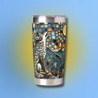 Mosaic Tile Wolf Howling at the Moon Insulated Tumbler