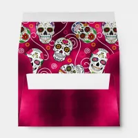 Sugar Skulls and Swirls Rose Red ID725 Envelope