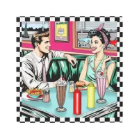 Retro 1950's Couple at Diner  Metal Print