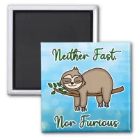 Neither Fast nor Furious Lazy Sloth on Tree Branch Magnet