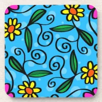 Abstract Floral Beverage Coaster