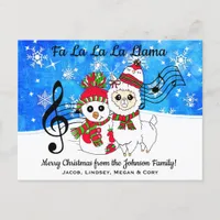 Fa La La La LLama Personalized Christmas Postcard