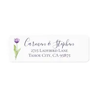 Minimalist Deep Purple Single Tulip Wedding Label