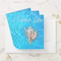 Conch Shell "Beach Life" Pocket Folder