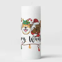 Merry Woofmas Typography Pillar Candle