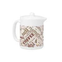 Coffee on Burlap Word Cloud Brown ID283 Teapot