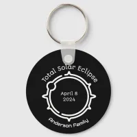 Total Solar Eclipse 2024 Modern Minimal Black  Keychain