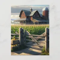 Rustic Farm House with a Cornfield Ai Art Postcard