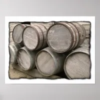 Rustic Wooden Barrels Poster