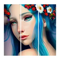 Pretty Enchanted Girl with Flowers | Fairy Tale Triptych