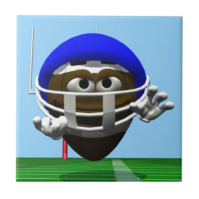 Funny Cartoon Football in a Helmet Tile