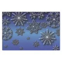 Winter White Papercut Snowflakes On Blue Tissue Paper