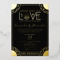 Tarot Zodiac Sign Evil Eye Black Celestial Wedding Foil Invitation