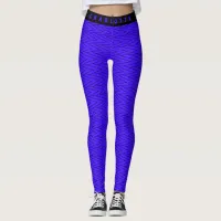 Zigzag Electric Blue Sports And Yoga Name Leggings