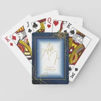 Fine Gold Lines Abstract Wedding All In Navy ID867 Poker Cards