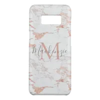 Stylish Rose Gold Pink Foil Marble Monogram Case-Mate Samsung Galaxy S8 Case