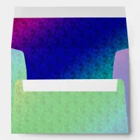 Diag Rainbow Gradient Floral Pattern Blue Green Envelope