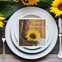 Country Sunflower Western Quincea&#241;era Napkins