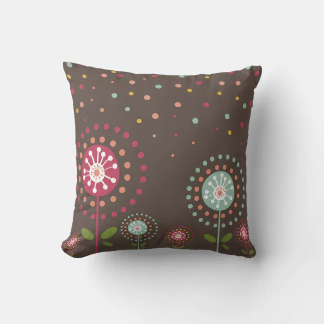 Flower Dots Throw Pillow