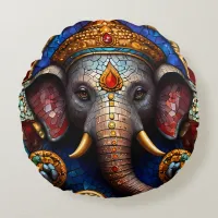 Cute Ganesh Blue Elephant God Round Cushion Pillow