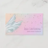 *~* White Angel Wings Starry Pastel Rainbow Business Card