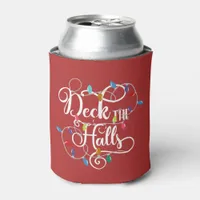 deck the halls holiday lights Christmas Can Cooler