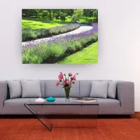 Stunning Lavender-Lined Garden Walk Canvas Print