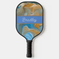 Personalized Brown and Blue Marble  Pickleball Paddle