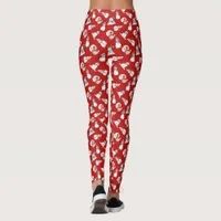 Snowmen Pattern Red Christmas Leggings