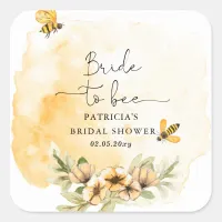 Bride To Bee Honeybee Floral Bridal Shower Square Sticker